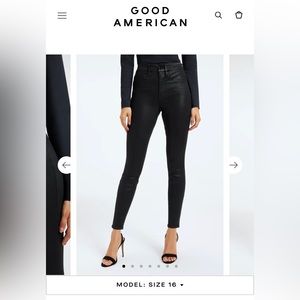 BNWT Good American Good Legs Coated Black Jeans Sz 16